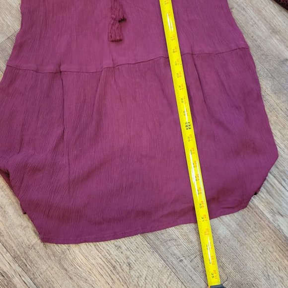 Old Navy Crepe Burgundy Long Sleeve Babydoll Smock Dress Size Small - Picture 6 of 8